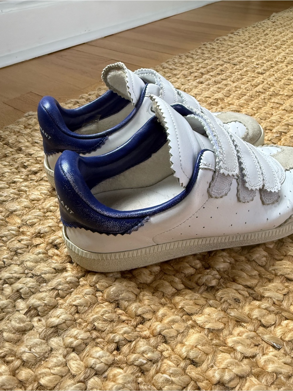 Isabel Marant White and Beige Leather Suede Sneakers - Picture 3 of 5